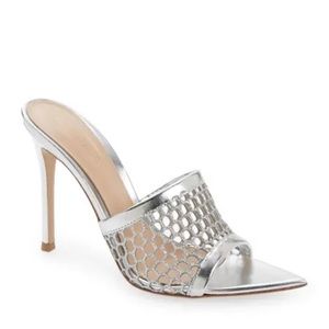 Alisa Mesh Glitter Stiletto Mules Gianvito Rossi metallic lambskin 38 BNIB